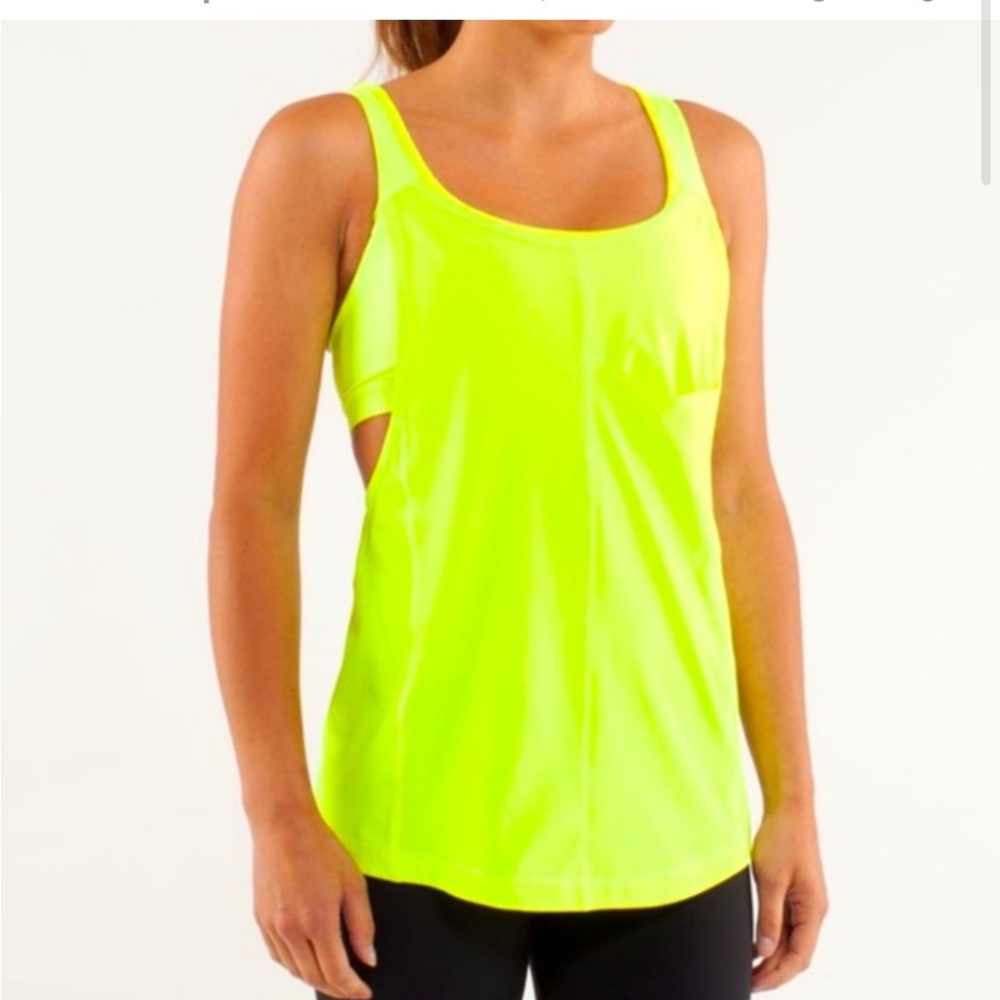 Lululemon neon yellow running tank 10